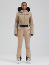 Gsou Damen-Skioverall „Snow Mountain Chic“ mit Kunstpelzbesatz und ausgestelltem Bein