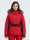 SnowCharm Damen-Daunen-Skijacke mit abnehmbarem Fellfutter, isoliert und schmal geschnitten