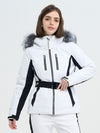 SnowCharm Damen-Daunen-Skijacke mit abnehmbarem Fellfutter, isoliert und schmal geschnitten