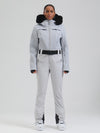 Gsou Damen-Skioverall „Snow Mountain Chic“ mit Kunstpelzbesatz und ausgestelltem Bein