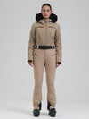 Gsou Snow Mountain Chic Damen-Skianzug mit Kunstpelzbesatz und ausgestelltem Bein