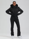 Gsou Damen-Skioverall „Snow Mountain Chic“ mit Kunstpelzbesatz und ausgestelltem Bein