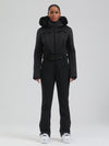 Gsou Damen-Skioverall „Snow Mountain Chic“ mit Kunstpelzbesatz und ausgestelltem Bein