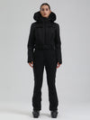 Gsou Snow Mountain Chic Damen-Skianzug mit Kunstpelzbesatz und ausgestelltem Bein