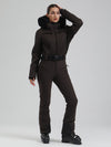 Gsou Snow Mountain Chic Damen-Skianzug mit Kunstpelzbesatz und ausgestelltem Bein