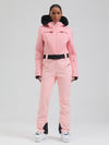 Gsou Damen-Skioverall „Snow Mountain Chic“ mit Kunstpelzbesatz und ausgestelltem Bein