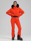 Gsou Snow Mountain Chic Damen-Skianzug mit Kunstpelzbesatz und ausgestelltem Bein