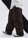 Herren-Skihose mit doppeltem Knieausschnitt Leopardenmuster weit geschnitten für Mountain Freestyle Baggy-Stil
