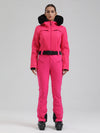 Gsou Snow Mountain Chic Damen-Skianzug mit Kunstpelzbesatz und ausgestelltem Bein