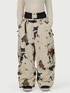 Funktionelle Damen-Streetwear-Cargohose mit Gürtel und mehreren Taschen, Baggy-Schneehose
