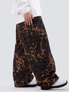 Damen-Skihose mit doppeltem Knie, Leopardenmuster, weit geschnitten, für Mountain Freestyle, Baggy-Stil
