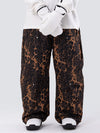 Damen-Skihose mit doppeltem Knie, Leopardenmuster, weit geschnitten, für Mountain Freestyle, Baggy-Stil