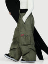 Funktionelle Damen-Streetwear-Cargohose mit Gürtel und mehreren Taschen, Baggy-Schneehose