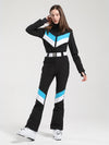 Gsou Snow Retro V-Streifen-Skianzug für Damen