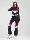 Gsou Snow Retro V-Streifen-Skianzug für Damen