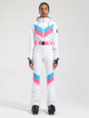 Gsou Snow Retro Damen-Skianzug mit Gürtel, V-Streifen und ausgestelltem Bein