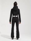 Gsou Snow Retro Damen-Skianzug mit Gürtel, V-Streifen und ausgestelltem Bein