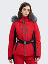 SnowCharm Damen-Daunen-Skijacke mit abnehmbarem Fellfutter, isoliert und schmal geschnitten