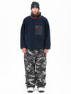 Herren-Fleecehose mit durchgehendem Reißverschluss und doppelten Knieverstärkungen, Freestyle-Baggy-Schneehose aus Kunst-Sherpa-Fleece