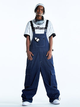 RenChill Mountain Beast Denim Baggy Snow Bibs für Herren