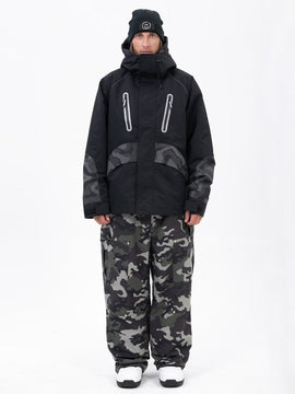 Chillform Herren-Schneeanzug mit reflektierendem Tarnmuster – Glow Trail Jacke mit Baggy-Schneehose (Set)