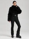 Gsou Snow Glacier Vogue Ski-Overall für Damen mit flauschigem Kunstpelz-Oberteil