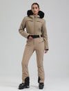 Gsou Snow Mountain Chic Damen-Skianzug mit Kunstpelzbesatz und ausgestelltem Bein