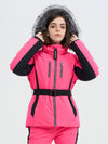 SnowCharm Damen-Daunen-Skijacke mit abnehmbarem Fellfutter, isoliert und schmal geschnitten