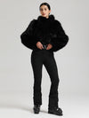 Gsou Snow Glacier Vogue Ski-Overall für Damen mit flauschigem Kunstpelz-Oberteil