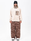 Herren-Fleecehose mit durchgehendem Reißverschluss und doppelten Knieverstärkungen, Freestyle-Baggy-Schneehose aus Kunst-Sherpa-Fleece