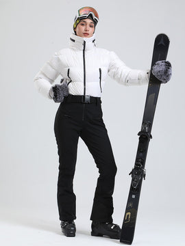 Alpine Luxe Daunen-Overall für Damen, Fleecegefüttert, Winter-Glamour-Ski-Overall