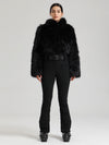 Gsou Snow Glacier Vogue Ski-Overall für Damen mit flauschigem Kunstpelz-Oberteil