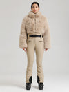 Gsou Snow Glacier Vogue Ski-Overall für Damen mit flauschigem Kunstpelz-Oberteil
