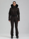 Gsou Snow Mountain Chic Damen-Skianzug mit Kunstpelzbesatz und ausgestelltem Bein