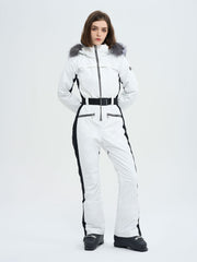 Damen-Skioverall mit hohem Tragekomfort, elegantem Bergflausch und Kunstpelzbesatz