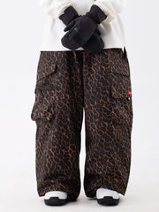 Wild Soul Steeze ParkRider Damen-Cargohose mit mehreren Taschen und Leopardenmuster
