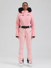 Gsou Damen-Skioverall „Snow Mountain Chic“ mit Kunstpelzbesatz und ausgestelltem Bein