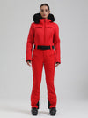 Gsou Snow Mountain Chic Damen-Skianzug mit Kunstpelzbesatz und ausgestelltem Bein