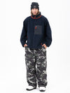 Herren-Fleecehose mit durchgehendem Reißverschluss und doppelten Knieverstärkungen, Freestyle-Baggy-Schneehose aus Kunst-Sherpa-Fleece