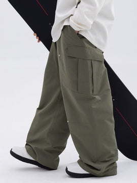 Herren-Skihose mit doppeltem Knieausschnitt, Mountain Freestyle, Baggy-Camo-Muster