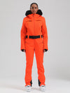 Gsou Damen-Skioverall „Snow Mountain Chic“ mit Kunstpelzbesatz und ausgestelltem Bein
