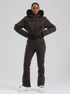 Gsou Damen-Skioverall „Snow Mountain Chic“ mit Kunstpelzbesatz und ausgestelltem Bein