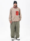 Herren-Fleecehose mit durchgehendem Reißverschluss und doppelten Knieverstärkungen, Freestyle-Baggy-Schneehose aus Kunst-Sherpa-Fleece
