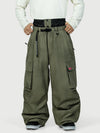 Funktionelle Herren-Streetwear-Cargohose mit Gürtel und mehreren Taschen, Baggy-Schneehose