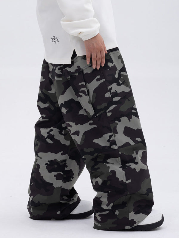 Damen-Skihose mit doppeltem Knie, Mountain Freestyle Baggy Camo