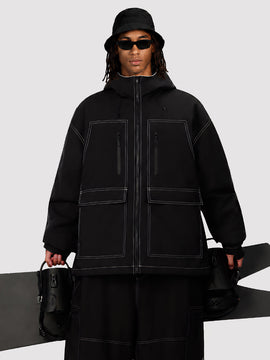 UrbanCraft Street Utility Freestyle Schneejacke für Herren – Reflektierende Kapuze & Arbeitskleidungsdesign