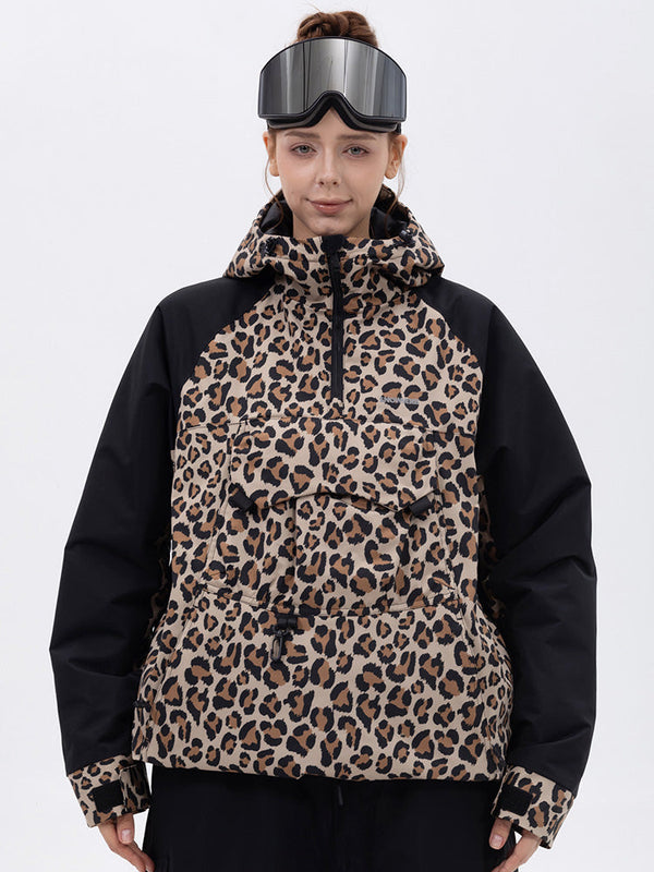 Damen Mountain Freestyle Cargo Pocket Bomber Camo Snowboardjacke