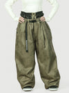 Urban Vibe Damen-Arbeitskleidungs-inspirierte, nietenverzierte, weite OG Baggy Schneehose