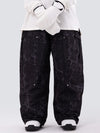 Damen-Skihose mit doppeltem Knie, Leopardenmuster, weit geschnitten, für Mountain Freestyle, Baggy-Stil