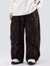 Damen-Skihose mit doppeltem Knie, Leopardenmuster, weit geschnitten, für Mountain Freestyle, Baggy-Stil